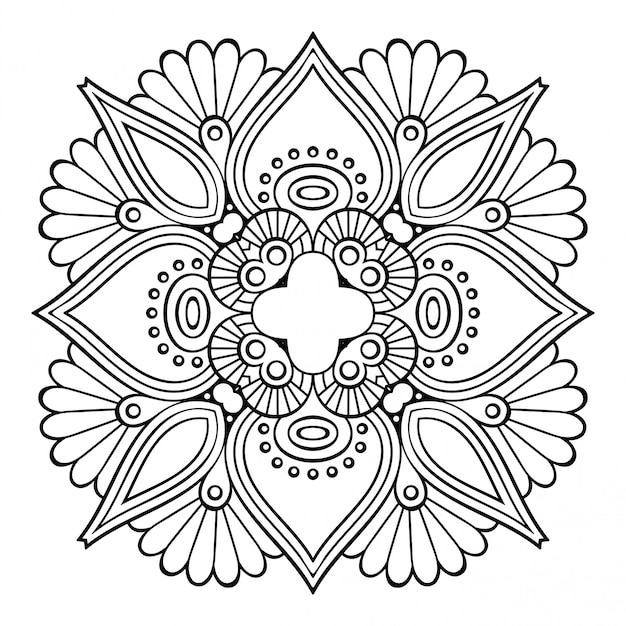 Download Premium Vector | Mandala. simple line, decorative element for coloring.