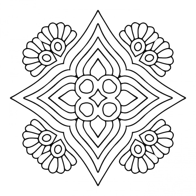 Download Mandala. simple lineart, decorative element. | Premium Vector