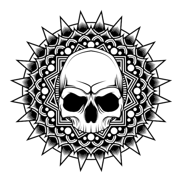 Download Mandala skull vector illustration | Premium Vector