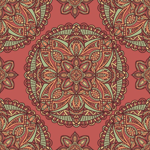 Mandala vector seamless pattern background. tribal ornament. Premium Vector