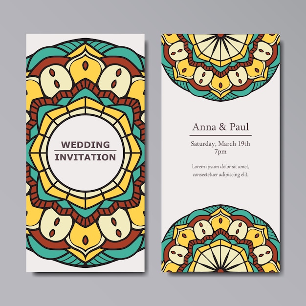 Download Mandala wedding invitation design Vector | Free Download
