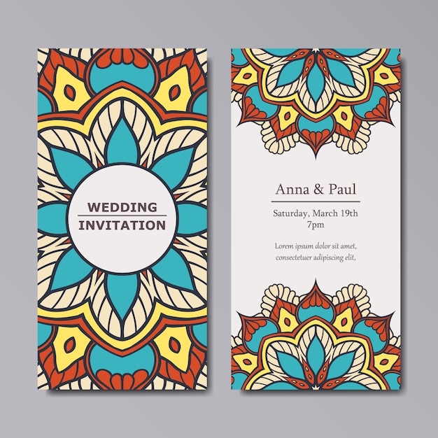 Download Mandala wedding invitation design | Free Vector
