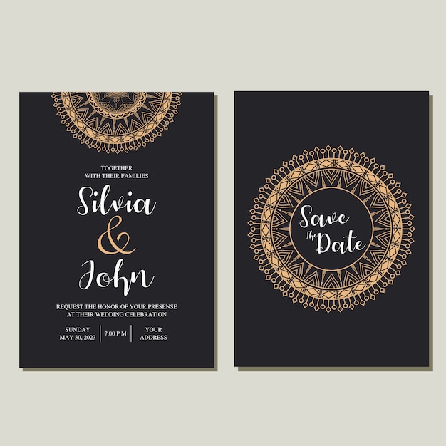 Download Mandala wedding invitation vector. Vector | Premium Download