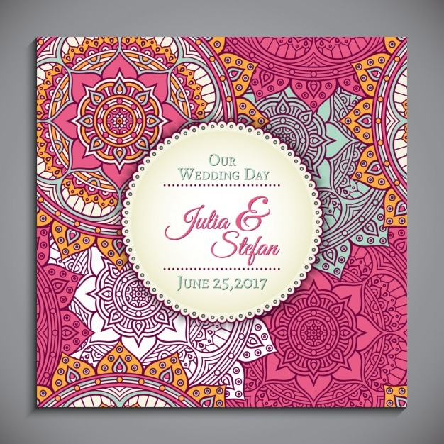 Free Vector | Mandala wedding invitation