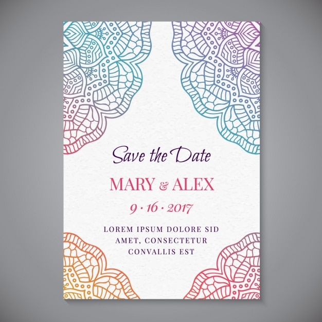 Download Mandala wedding invitation | Free Vector