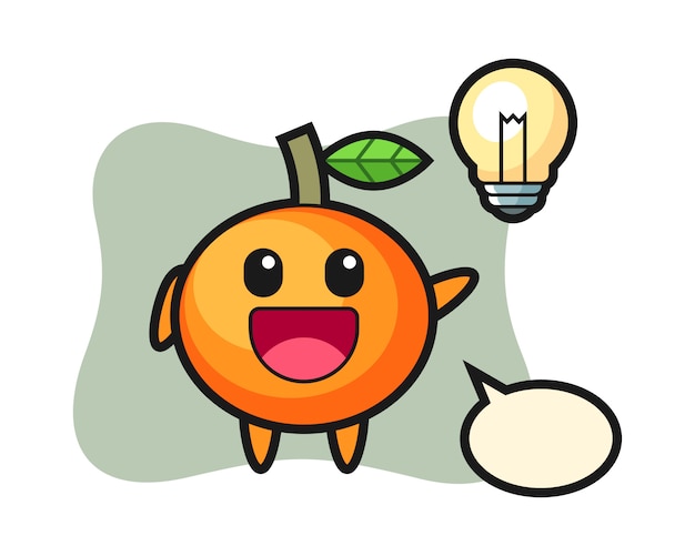 マンダリンオレンジキャラクター漫画のアイデア かわいいスタイル ステッカー ロゴの要素を取得 プレミアムベクター