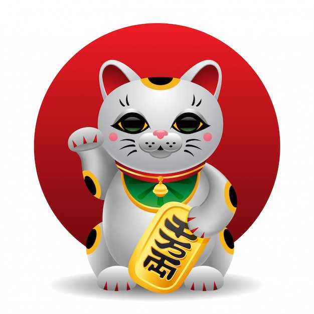 招き猫日本招き猫イラスト プレミアムベクター