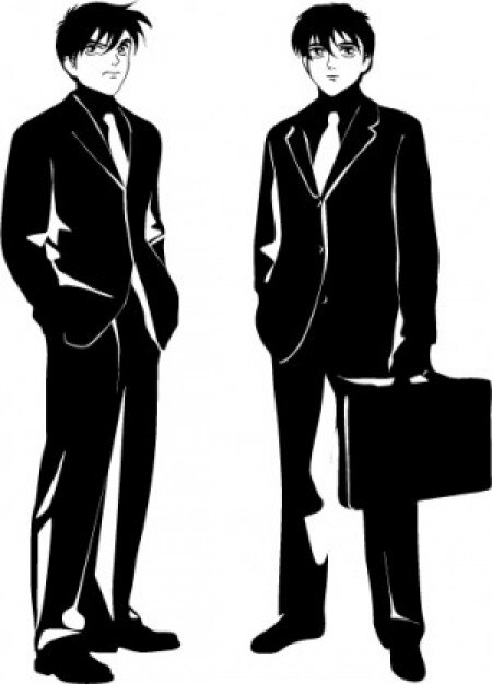 Manga businessmen noir design vector