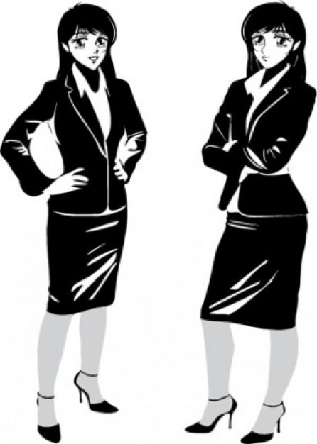 Manga businesswomen noir design vector