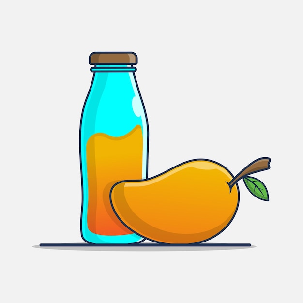 Premium Vector Mango And Juice In A Bottle Illustration Design