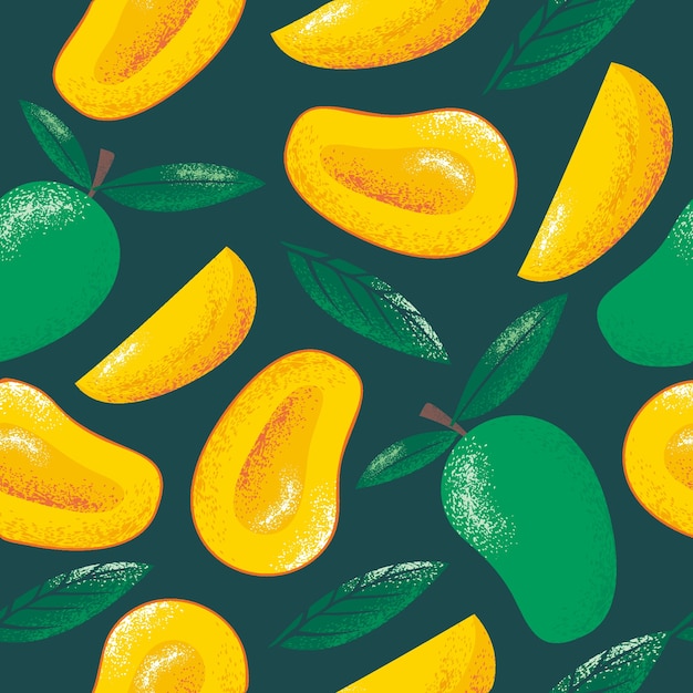 Mangoes Seamless Pattern Premium Vector