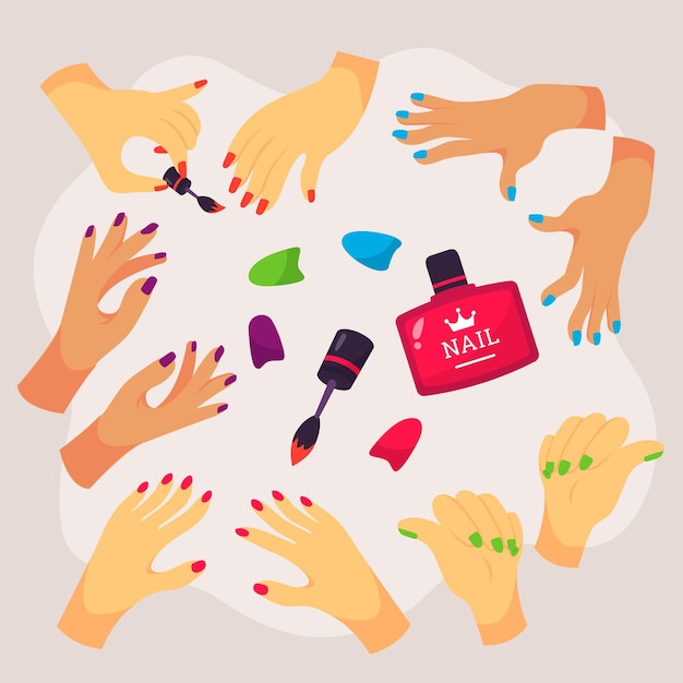 Premium Vector | Manicure hand collection style
