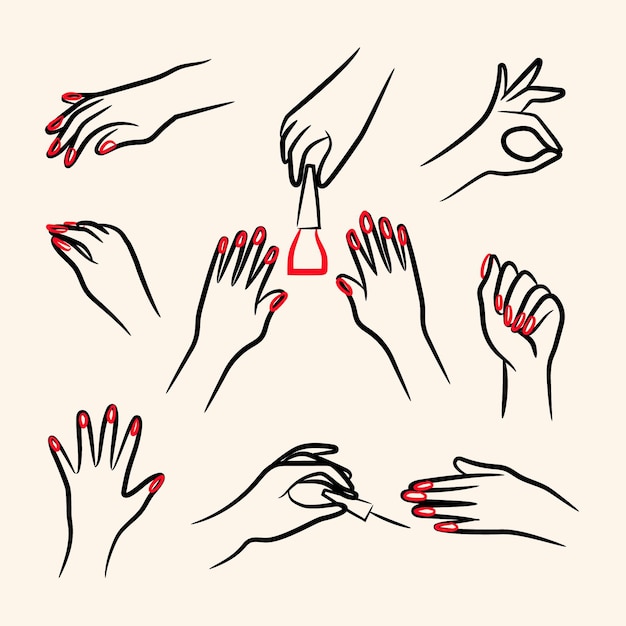 Free Vector | Manicure hand illustration pack