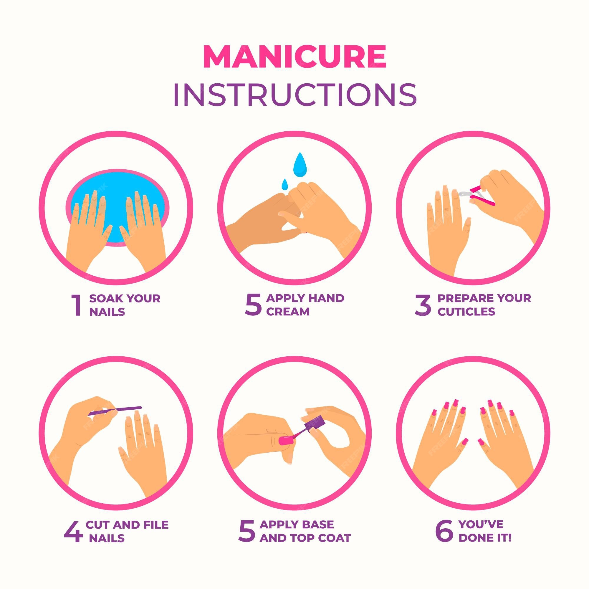 Premium Vector | Manicure instructions collection