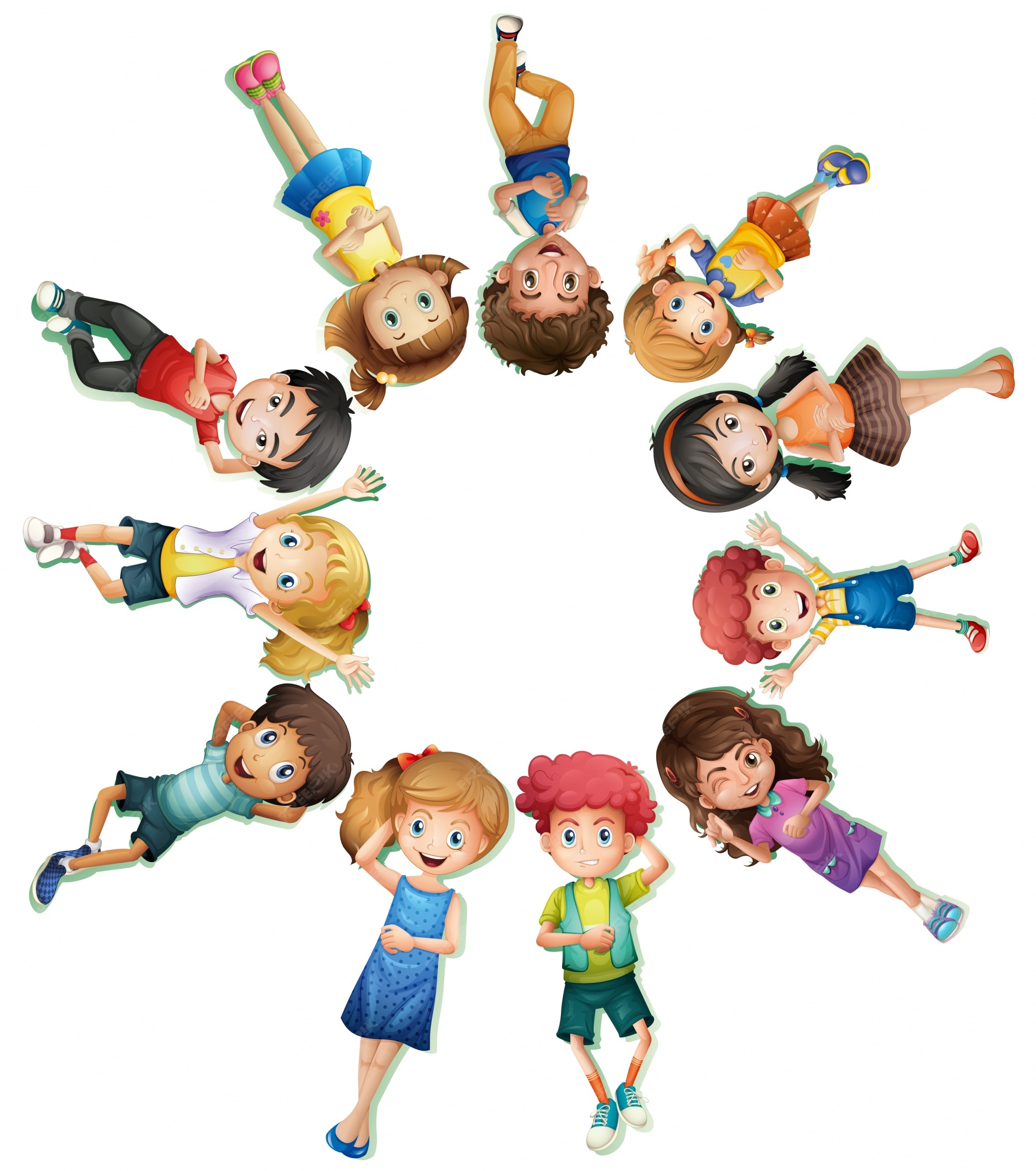 premium-vector-many-children-lying-down-in-circle