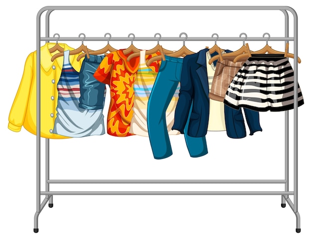 Free Vector Many Clothes Hanging On A Clothes Rack