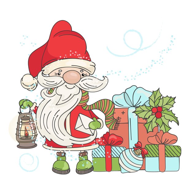 Premium Vector | Many gifts santa new year cartoon