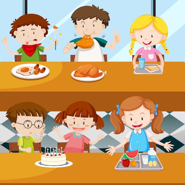 premium-vector-many-kids-eating-in-the-canteen