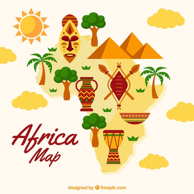 Free Vector | Map of africa with elements in flat style