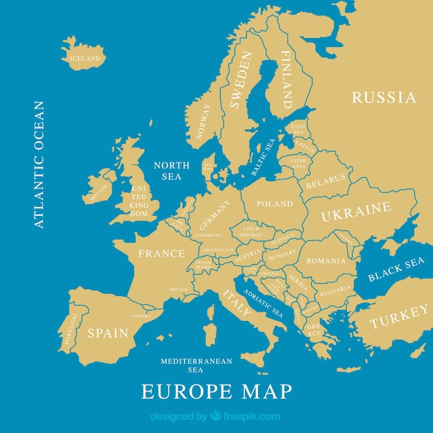Map of europe with colors in flat style | Free Vector