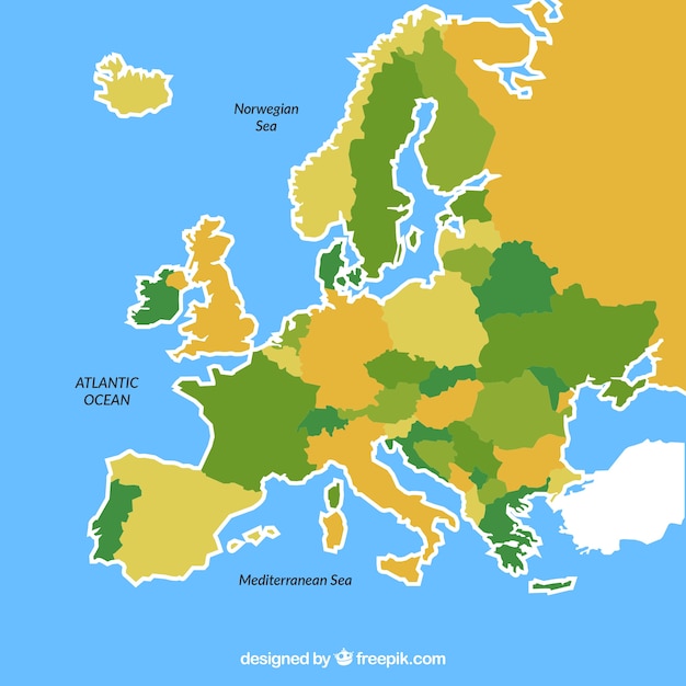 Free Vector | Map of europe with colors in flat style