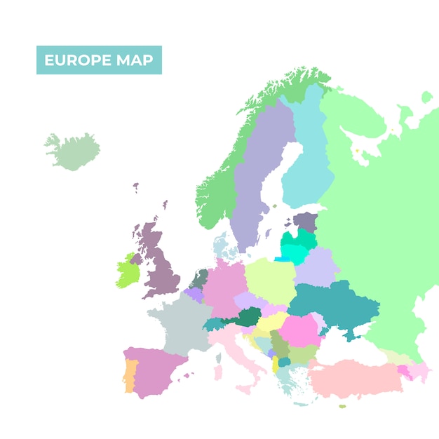 Free Vector | Map of europe with colors in flat style