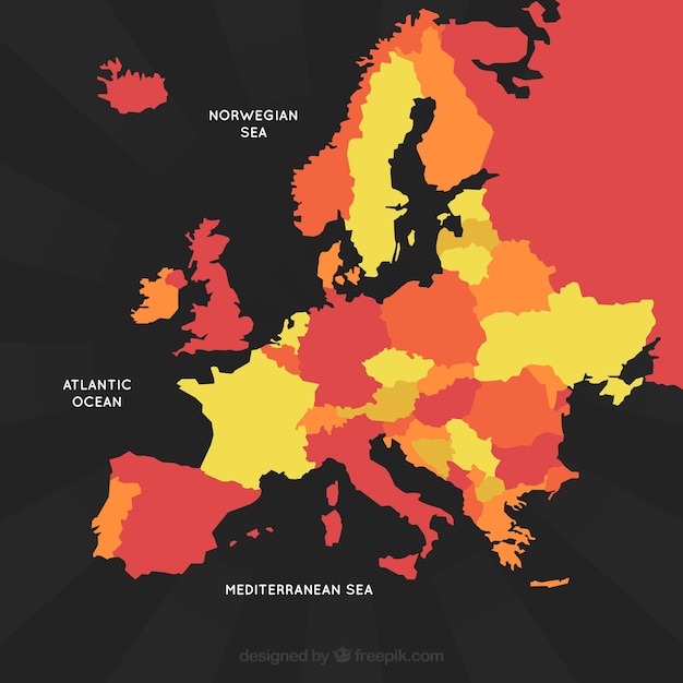 Free Vector | Map of europe with colors in flat style