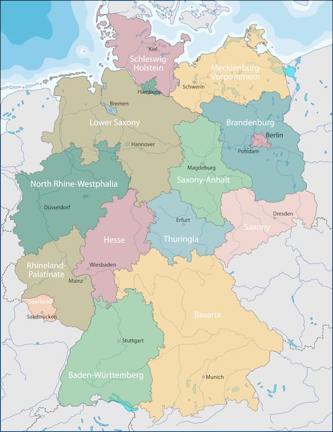 Map of germany Premium Vector