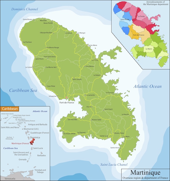 Premium Vector | Map of martinique