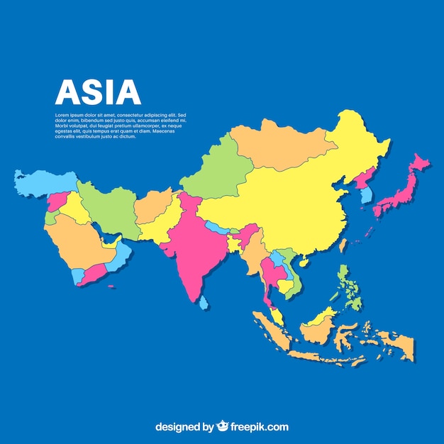 フラットスタイルのアジアの地図 無料のベクター