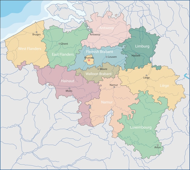 ベルギーの地図 プレミアムベクター