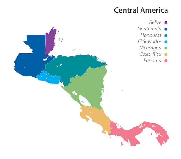 中央アメリカ名の地図 プレミアムベクター