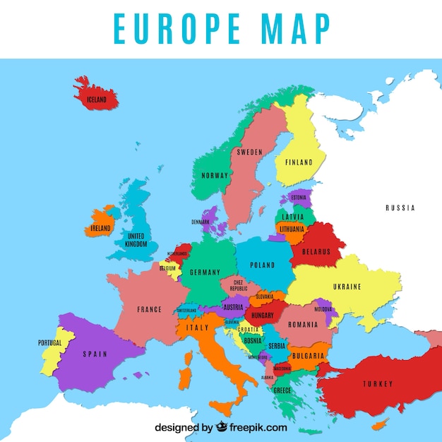 Colorful Map Of Europe 7488
