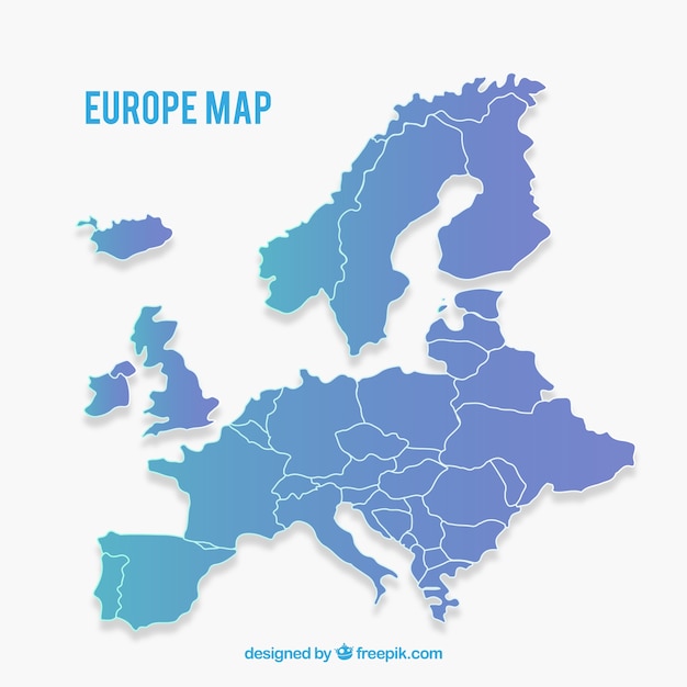 無料のベクター フラットスタイルの色を使ったヨーロッパの地図