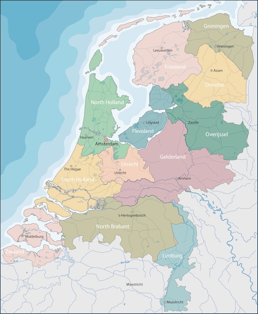 オランダの地図 プレミアムベクター