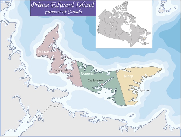 プリンスエドワード島の地図 プレミアムベクター