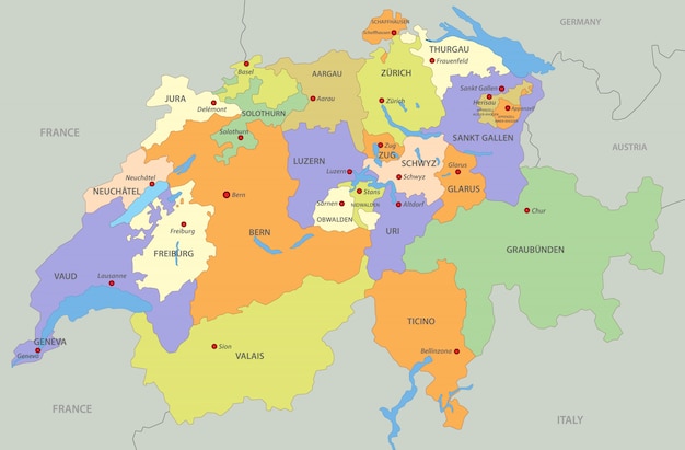 スイスの地図 プレミアムベクター