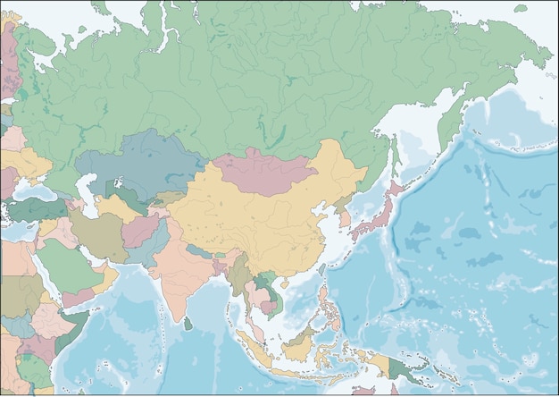 国とアジア大陸の地図 プレミアムベクター