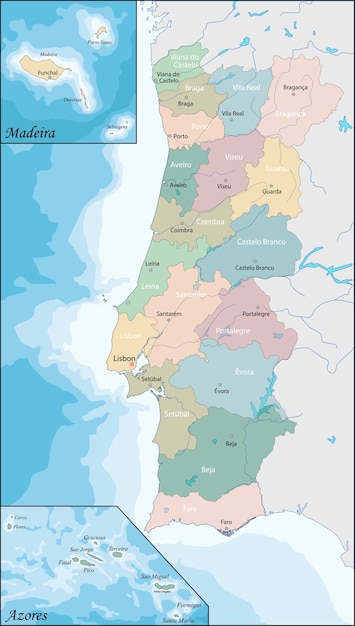 Premium Vector | Map of portugal