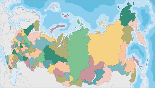 Premium Vector Map Of The Russian Federation With Federal Subjects