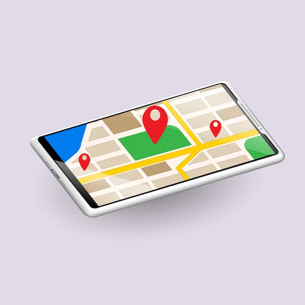 Download Premium Vector | Map screen, phone mockup, template for ...