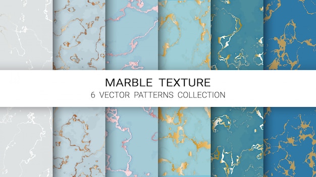 Marble texture pattern collection Premium Vector