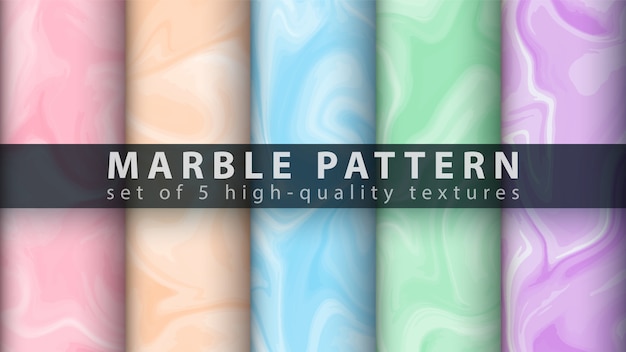 Marble texture pattern - set five items Premium Vector