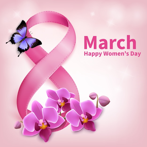 March 8th, happy women day greeting card Vector Free Download