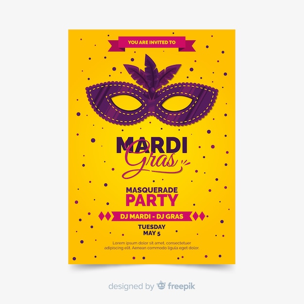 Mardi gras flyer template Vector Free Download