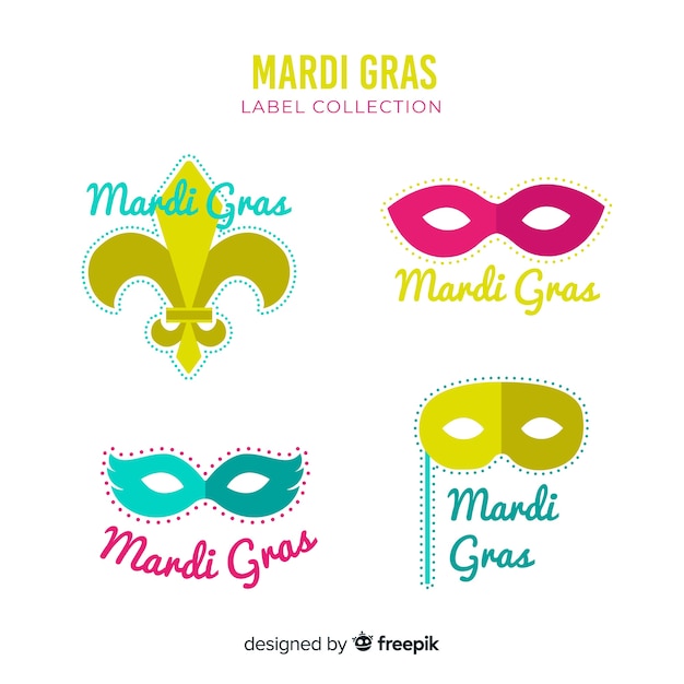 mardi gras label stickers