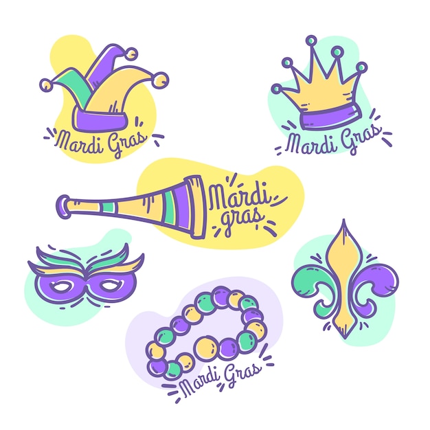 mardi gras label stickers