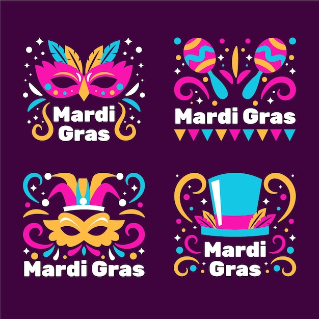 mardi gras label stickers