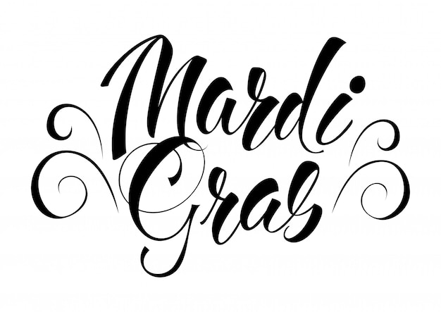 Mardi gras lettering with fireworks | Premium Vector