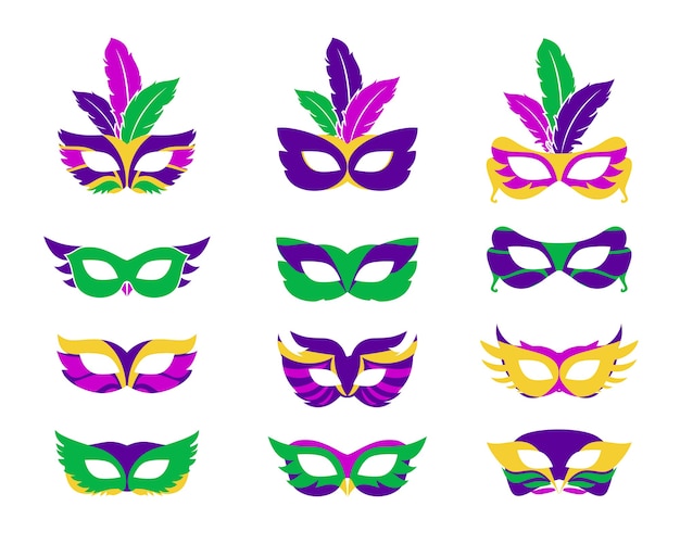 Premium Vector | Mardi gras mask, vector mardi gras masks isolated on white